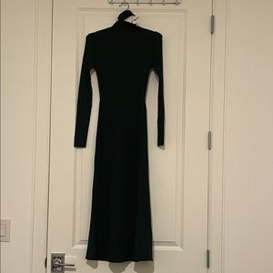 Deep Green Turtleneck Long Sleeve Maxi Dress